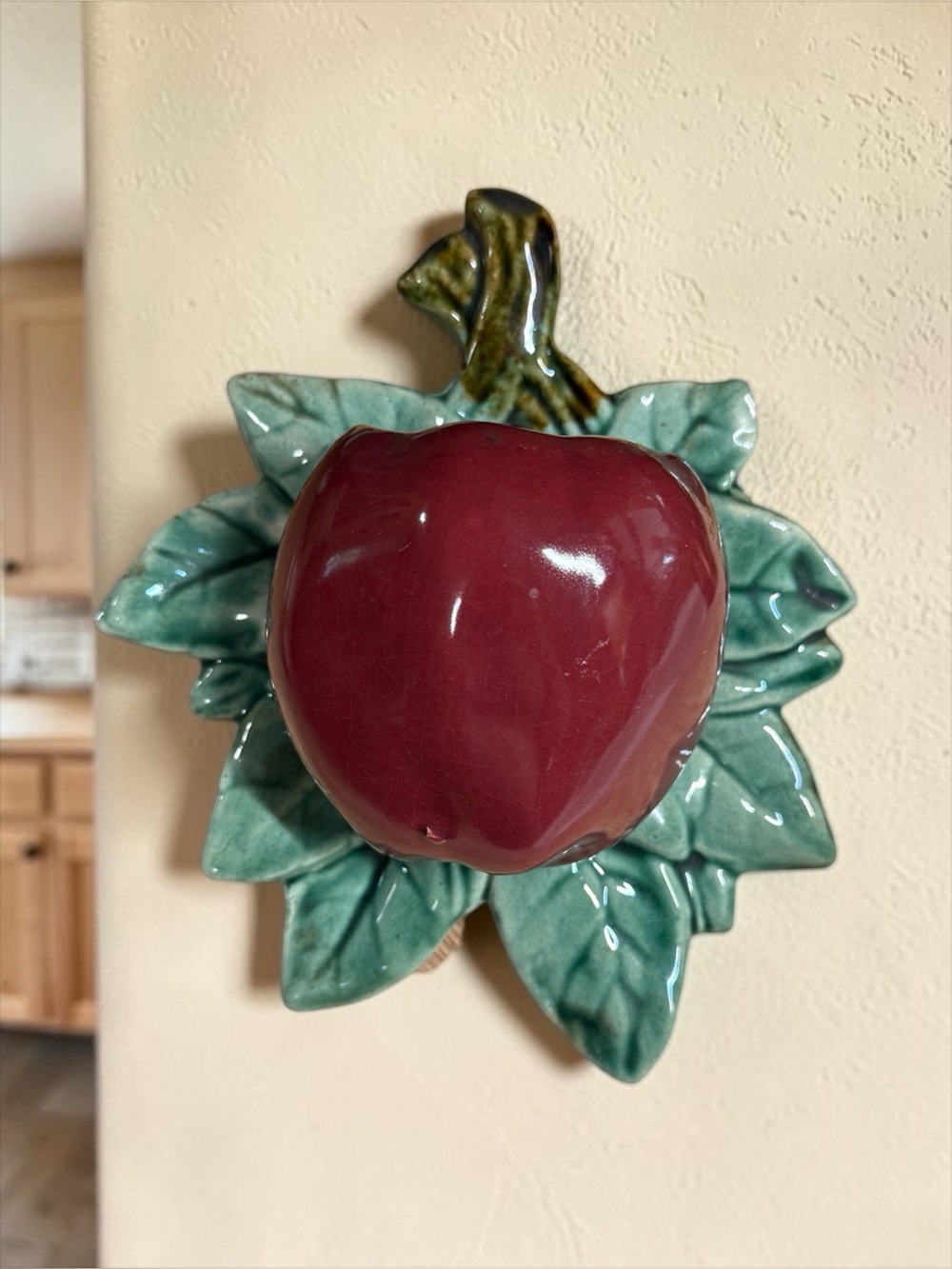 Vintage McCoy Pottery Red Apple Wall Pocket Planter Vase 1950s MCM
